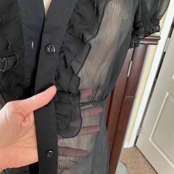 Transparent Sexy Night Gown Dress Black 6 intimate - Picture 5 of 16